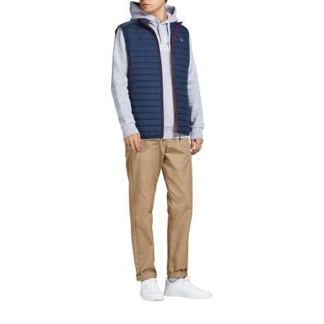 Doudoune matelassée sans manches MULTI BODYWARMER COLLAR marine coupe droite et col montant zippé avec logo sur la poitrine - Image 4