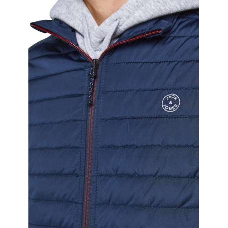 Doudoune matelassée sans manches MULTI BODYWARMER COLLAR marine coupe droite et col montant zippé avec logo sur la poitrine - Image 5