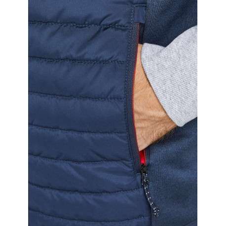 Doudoune matelassée sans manches MULTI BODYWARMER COLLAR marine coupe droite et col montant zippé avec logo sur la poitrine - Image 6