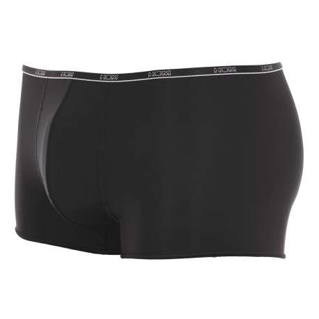 Boxer noir Plumes avec liseré et logo sur la ceinture élastiquée coupe courte - Image 2