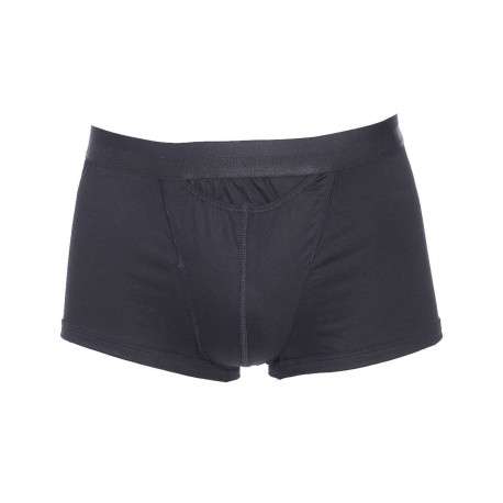Boxer classique Ho1 noir avec logo autour de la taille élastiquée coupe ouverte