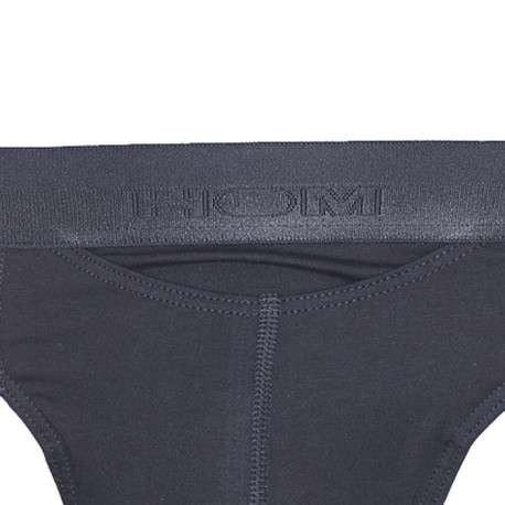 Slip Ho1 noir avec logo brodé effet métallisé autour de la taille coupe ouverte - Image 2