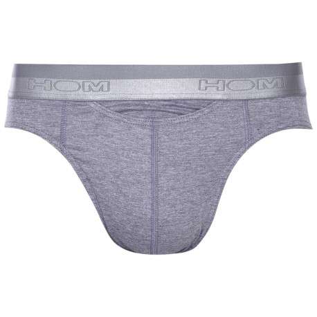 Slip Ho1 gris chiné avec logo brodé effet métallisé sur la taille élastiquée coupe ouverte