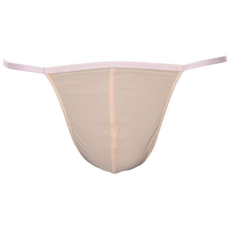 String beige Plumes avec élastique fin de chaque côté