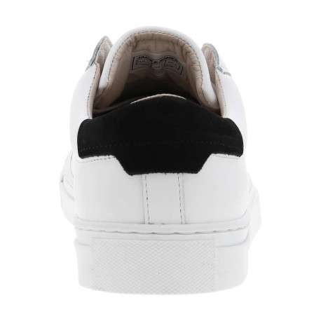 Tennis en cuir blanc à talon plat avec chevillière contrastée et lacets plats blancs - Image 4
