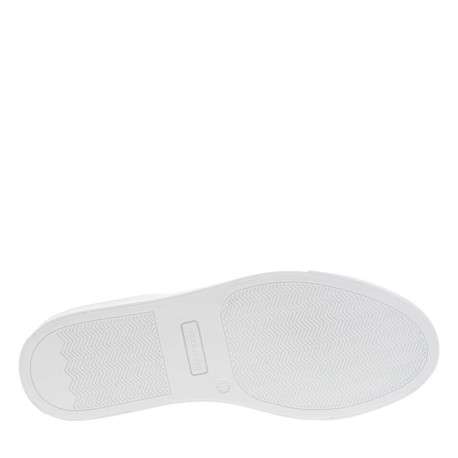 Tennis en cuir blanc à talon plat avec chevillière contrastée et lacets plats blancs - Image 6
