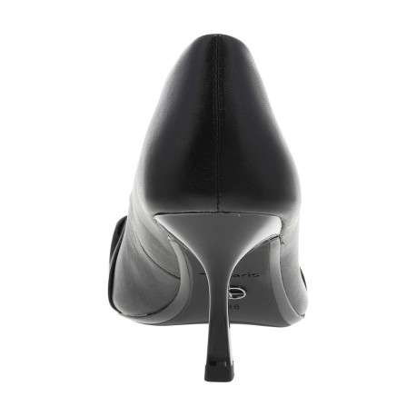 Escarpins en cuir noirs à talon aiguille avec chaîne noire métallique à l'avant - Image 4