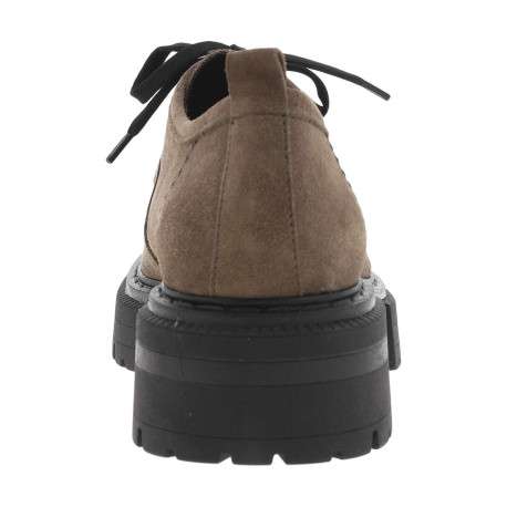 Derbies en cuir nubuck taupe à plateforme avec lacets noirs et surpiqûres ton sur ton - Image 4