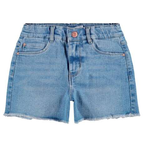 Short bleu uni à taille haute avec un bouton et une fermeture zippée