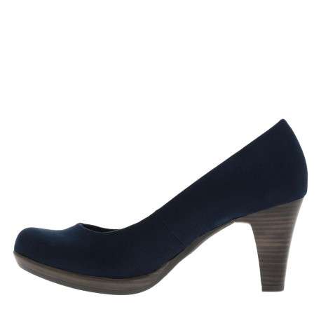 Escarpins marine avec talon bottier et décolleté arrondi effet cuir suède all over - Image 3