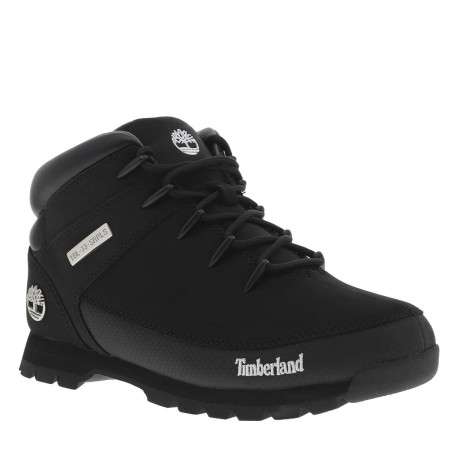 Boots noires montantes à semelles crantées et à lacets ronds avec logo sur le côté - Image 3