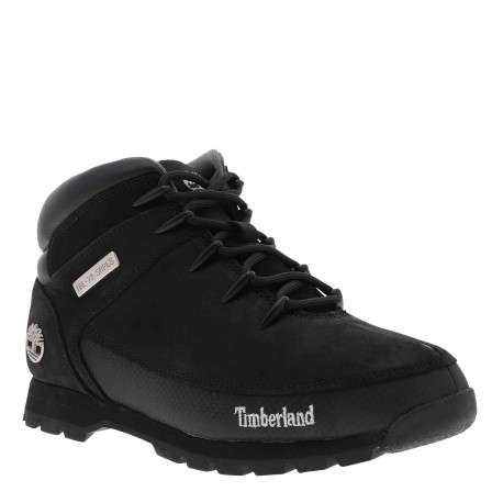 Boots noires montantes à semelles crantées et à lacets ronds avec logo sur le côté - Image 2