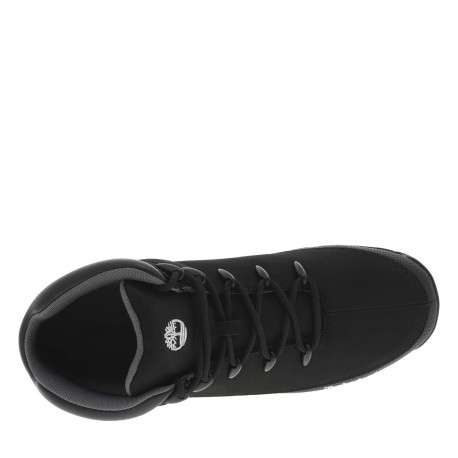 Boots noires montantes à semelles crantées et à lacets ronds avec logo sur le côté - Image 10