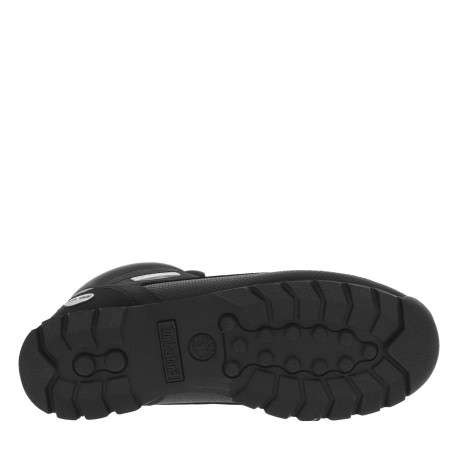 Boots noires montantes à semelles crantées et à lacets ronds avec logo sur le côté - Image 12