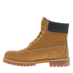 Boots montantes en cuir camel à semelles crantées beige et à lacets ronds bicolore