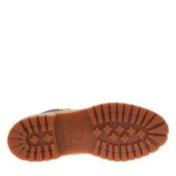 Boots montantes en cuir camel à semelles crantées beige et à lacets ronds bicolore
