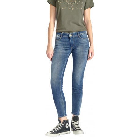 Jean Pulp Crop en coton bleu uni avec une coupe slim et une poche à gousset en diagonale - Image 5