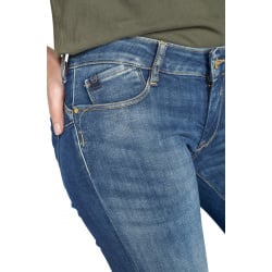 Jean Pulp Crop en coton bleu uni avec une coupe slim et une poche à gousset en diagonale
