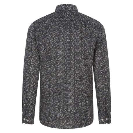 Chemise en coton marron liberty coupe ajustée col américain - Image 2