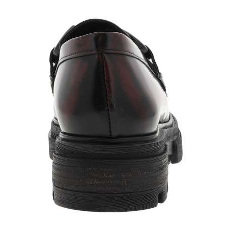Mocassins en cuir bordeaux effet vieillit à semelle chuncky à talon décroché moyen - Image 4