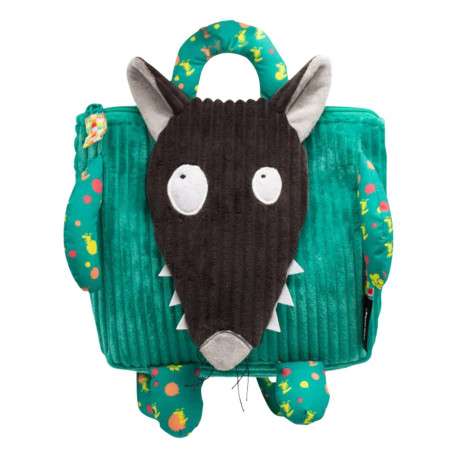 Sac à dos Loup By Azou X Deglingos en coton vert côtelé avec doublure intérieure à carreaux multicolores