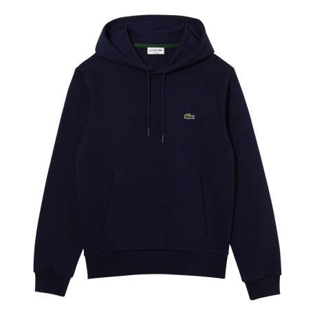 Sweat à capuche en coton bleu marine uni à coupe droite et poche kangourou