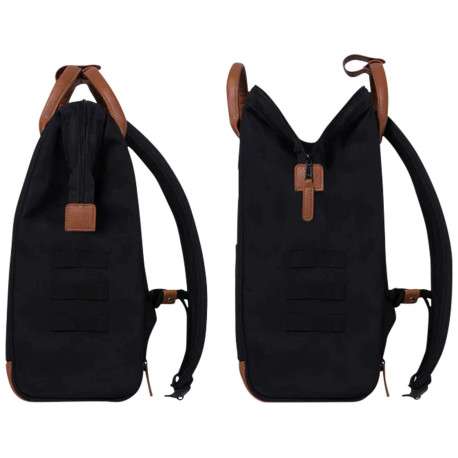Sac à dos bicolore et bi-matière en textile et aspect cuir lisse - Image 2