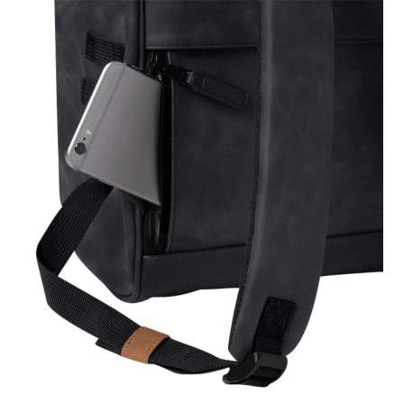 Sac à dos noir uni avec bandes latérales, bretelles ajustables et poches interchangeables - Image 4