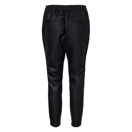 Pantalon en simili cuir noir uni avec une coupe droite - Image 12