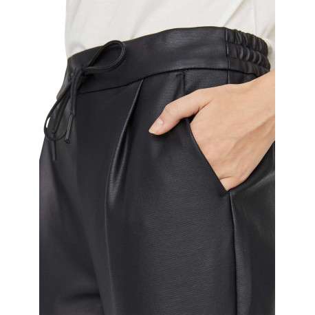Pantalon en simili cuir noir uni avec une coupe droite - Image 23
