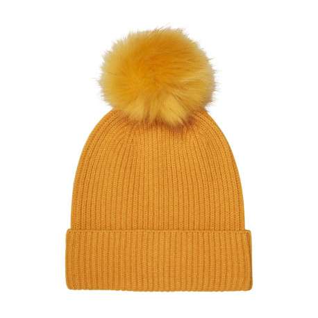 Bonnet moutarde uni en maille fausses côtes anglaises