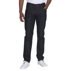 Jean bleu nuit uni en coton avec une coupe droite et un style 5 poches