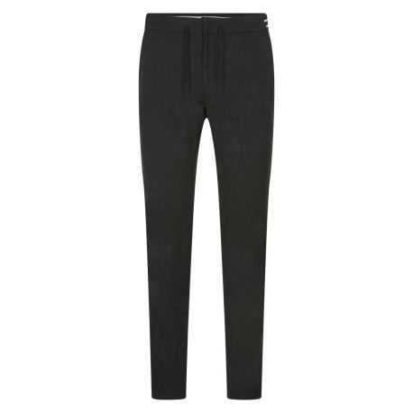 Chino type jogging anthracite chiné avec une coupe ajustée et fermeture à crochet