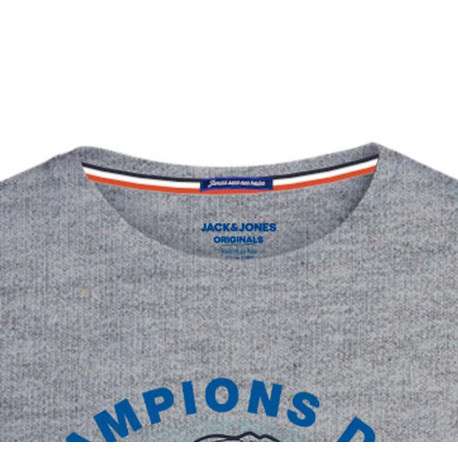 T-shirt col rond en coton gris chiné avec tête de mort floquée sur le thème de la coupe du monde - Image 3