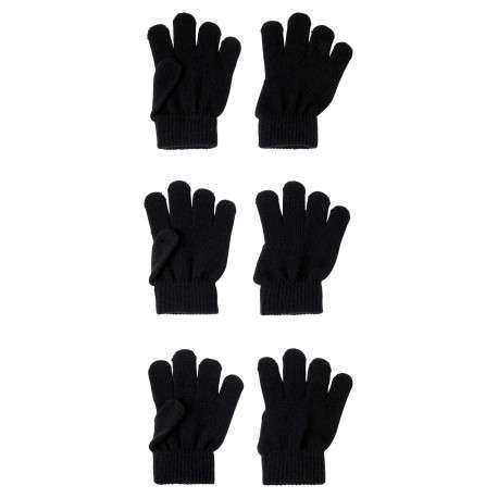 Lot de 3 gants noirs unis