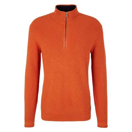 Pull en coton orange uni coupe droite col camionneur