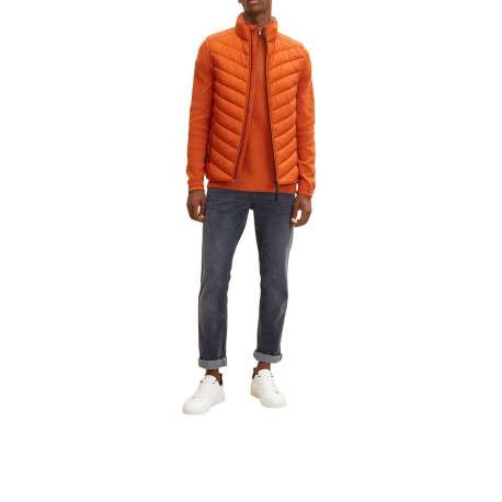 Pull en coton orange uni coupe droite col camionneur - Image 4