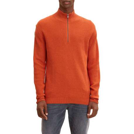 Pull en coton orange uni coupe droite col camionneur - Image 6