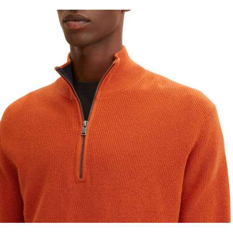 Pull en coton orange uni coupe droite col camionneur - Image 7