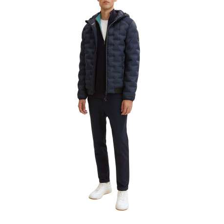 Pull en coton marine uni coupe droite col camionneur - Image 3