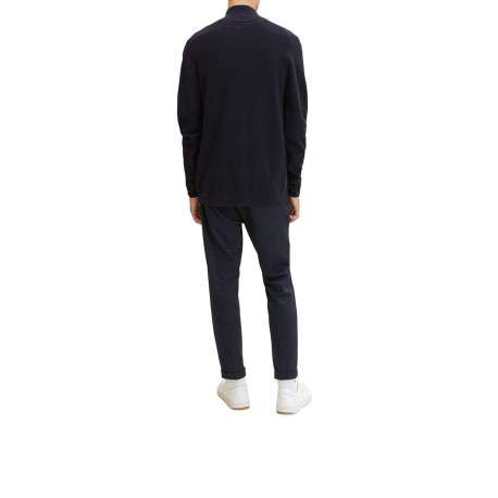 Pull en coton marine uni coupe droite col camionneur - Image 4
