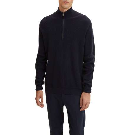 Pull en coton marine uni coupe droite col camionneur - Image 5