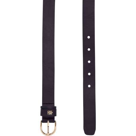 Ceinture marine en cuir grainé avec monogramme métallique doré sur le passant - Image 2