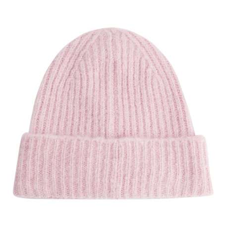Bonnet à revers rose en maille côtelée avec logo métallique à l'avant - Image 2