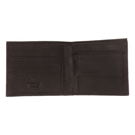 Portefeuille en cuir de vache noir uni avec fermeture à rabat - Image 3