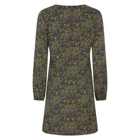 Robe courte multicolore à coupe droite col V et imprimé abstrait - Image 2