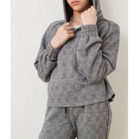 Sweat à capuche CHECK avec carreaux motifs pieds de poule et poignets resserrés - Image 2