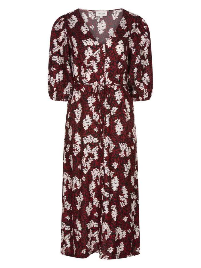 Robe longue rouge col v et...