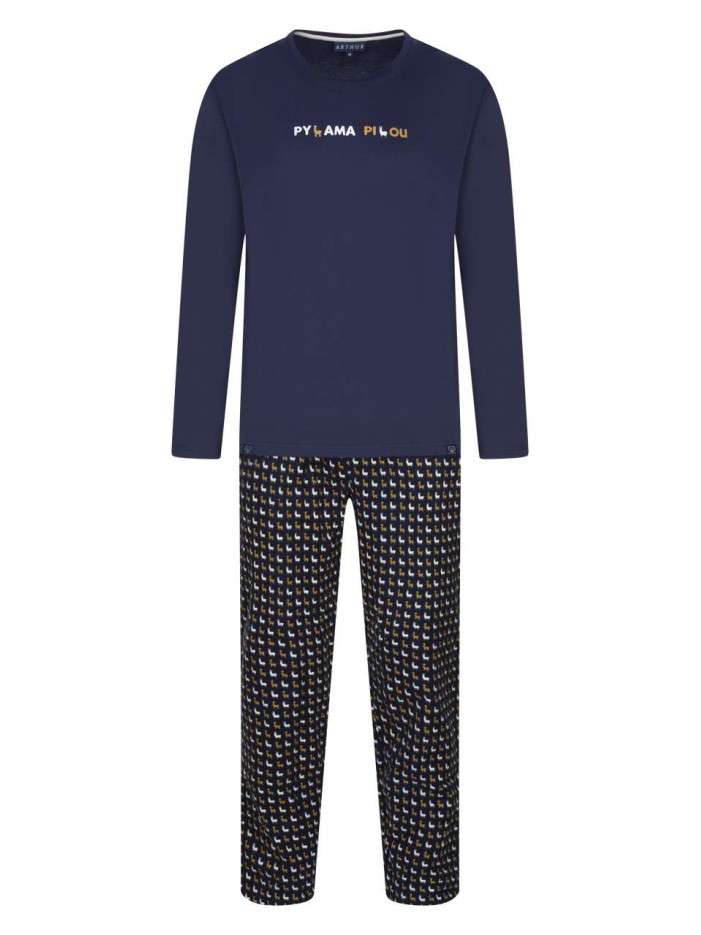 Pyjama long en coton avec...