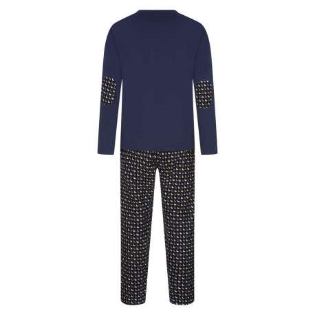 Pyjama long en coton avec T-shirt uni et pantalon imprimé de lama bicolore - Image 2